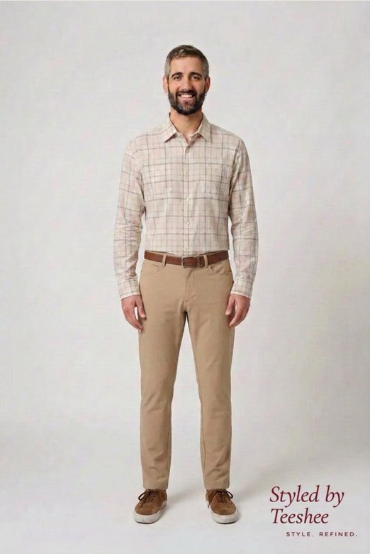 Checked shirt · tan chino
